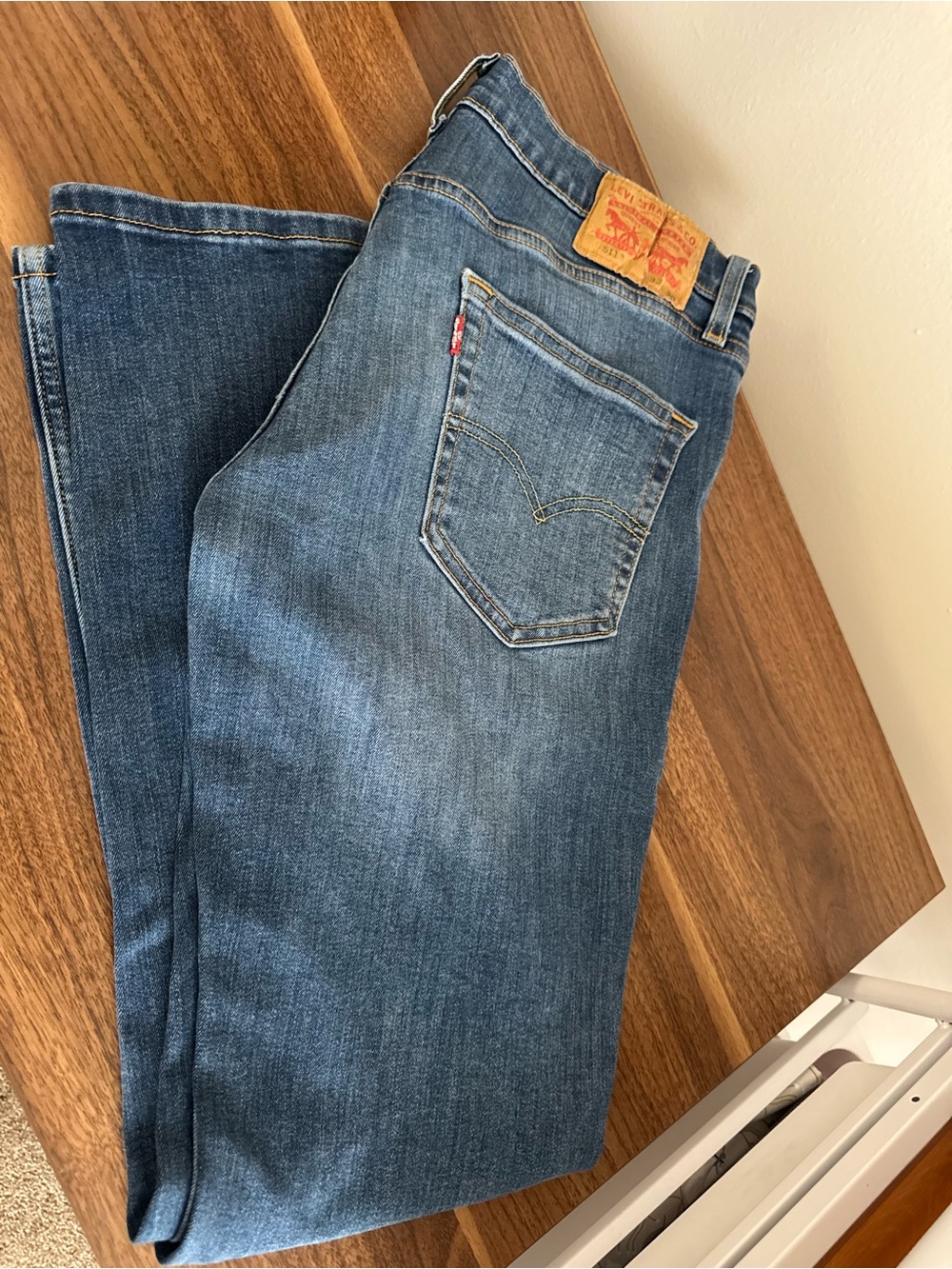 Levi's Blue 511 Slim Straight Denim Jeans with Tan Leather Patch